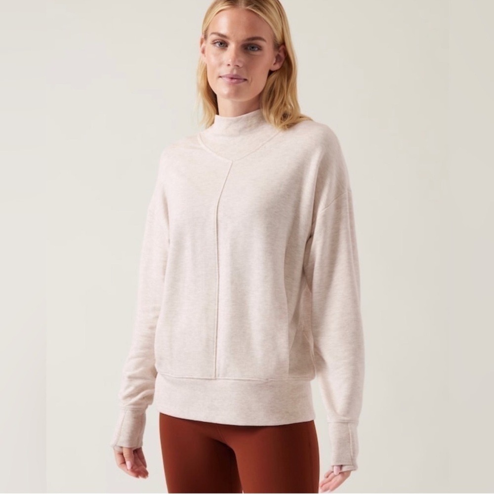 Athleta Apollo Crew Neck Sweatshirt Pullover Oatmeal Heather XL
